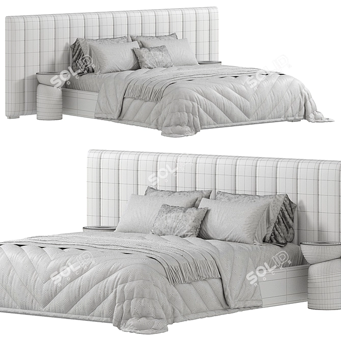 Elegant Vivian Bedframe Design 3D model image 6