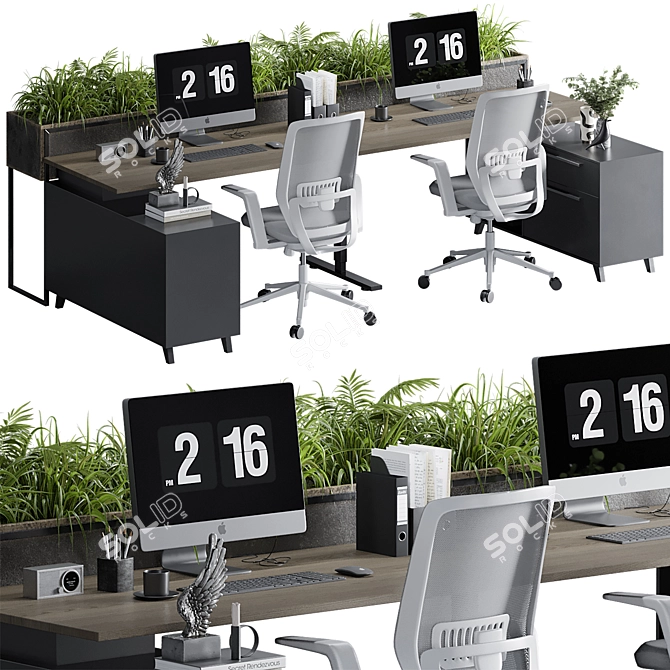 High-Quality Employee Office Furniture Set 3D model image 1