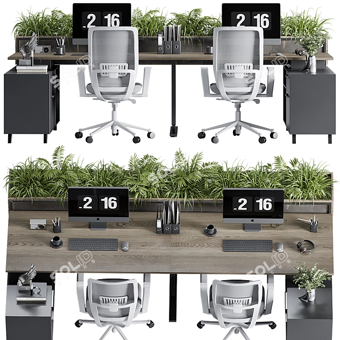 High-Quality Employee Office Furniture Set 3D model image 3