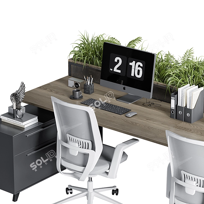 High-Quality Employee Office Furniture Set 3D model image 4