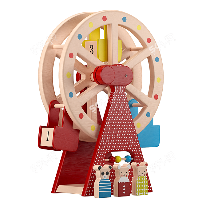 Festive Wooden Ferris Wheel Model 3D model image 1