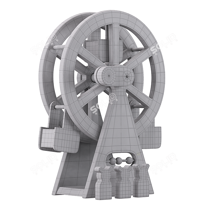 Festive Wooden Ferris Wheel Model 3D model image 2