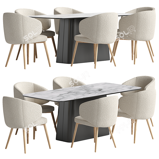 Elegant Boss Ceramics Calacatta Table 3D model image 3