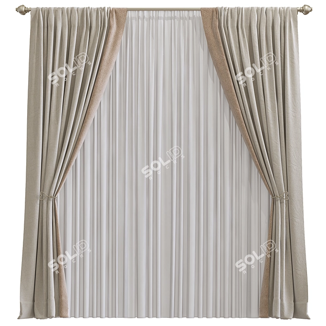 Unique Textured Curtain 3D model image 1