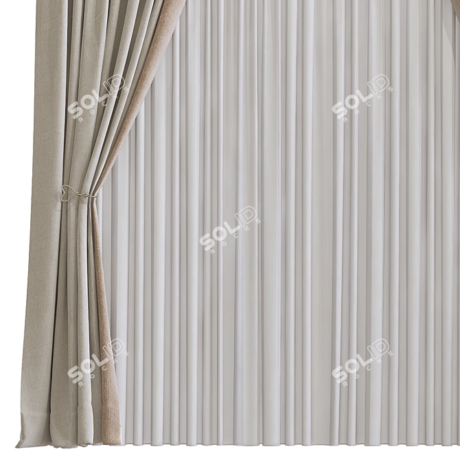 Unique Textured Curtain 3D model image 2