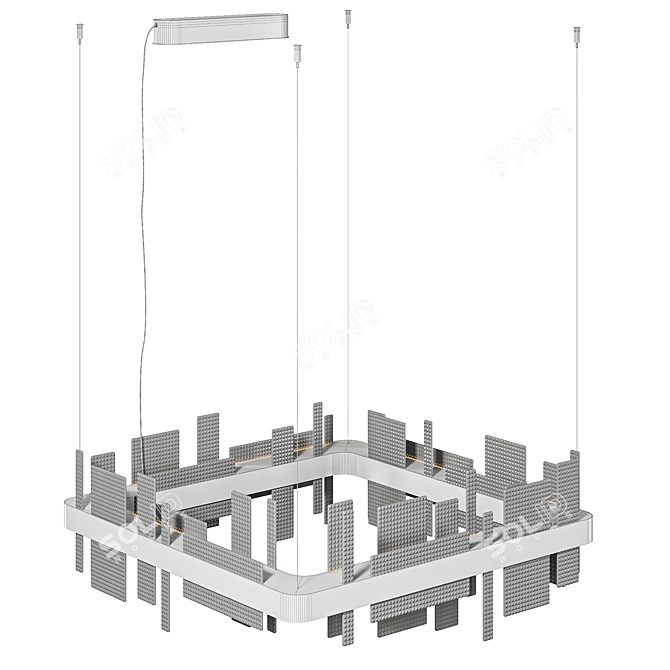 Luxury Masiero Ribbon Square Chandelier 3D model image 3