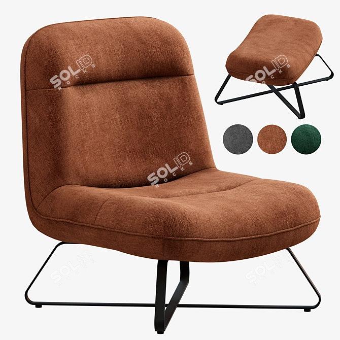 Stylish Raffia Upholstered Chair 3D model image 1