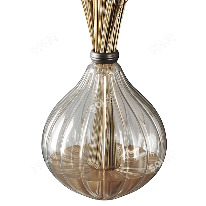 Dried Wheat Glass Vase Decor 3D model image 5