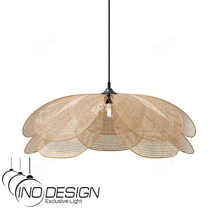 Ethnic Rattan Pendant Light 3D model image 1