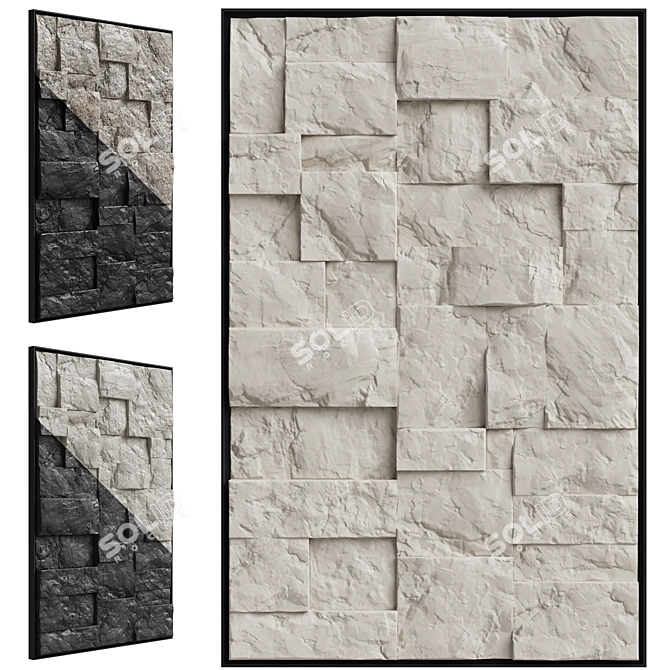 Stone Metal Abstract Wall Sculpture 3D model image 1