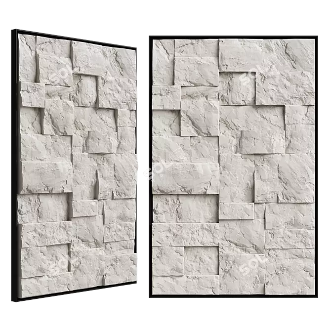 Stone Metal Abstract Wall Sculpture 3D model image 2