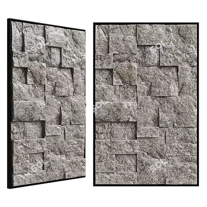 Stone Metal Abstract Wall Sculpture 3D model image 4