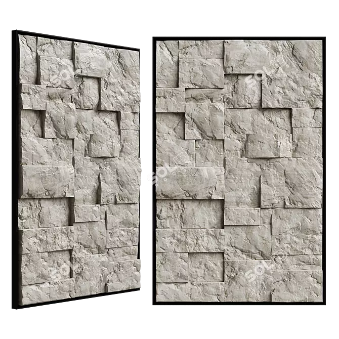 Stone Metal Abstract Wall Sculpture 3D model image 5