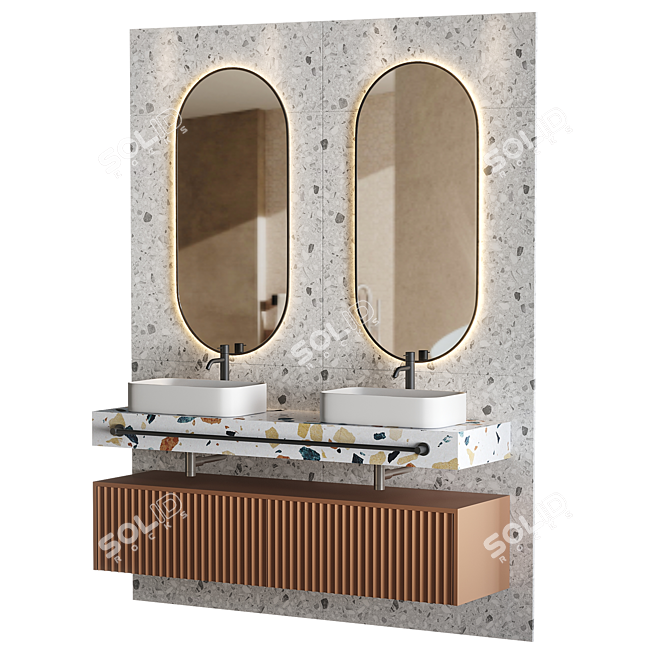 Modern Bathroom Set Furniture 3D model image 2