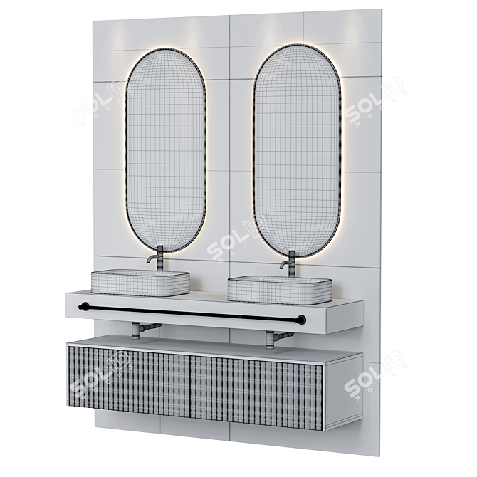 Modern Bathroom Set Furniture 3D model image 3