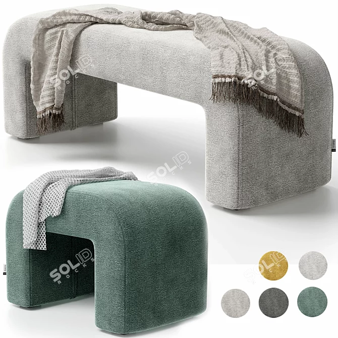 Cosy Puff and Bench Set 3D model image 17