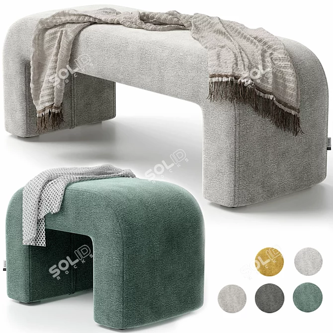Cosy Puff and Bench Set 3D model image 24