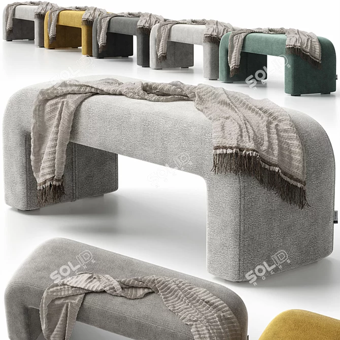 Cosy Puff and Bench Set 3D model image 4