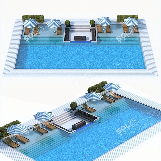 Stylish Pool With Rendering 3D model image 1