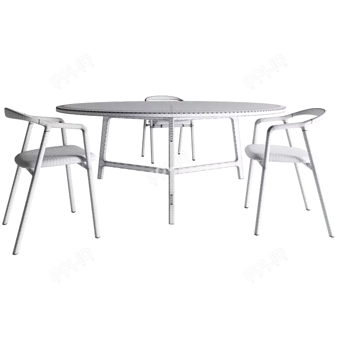 Luxury Wood Table & Chair 3D model image 3