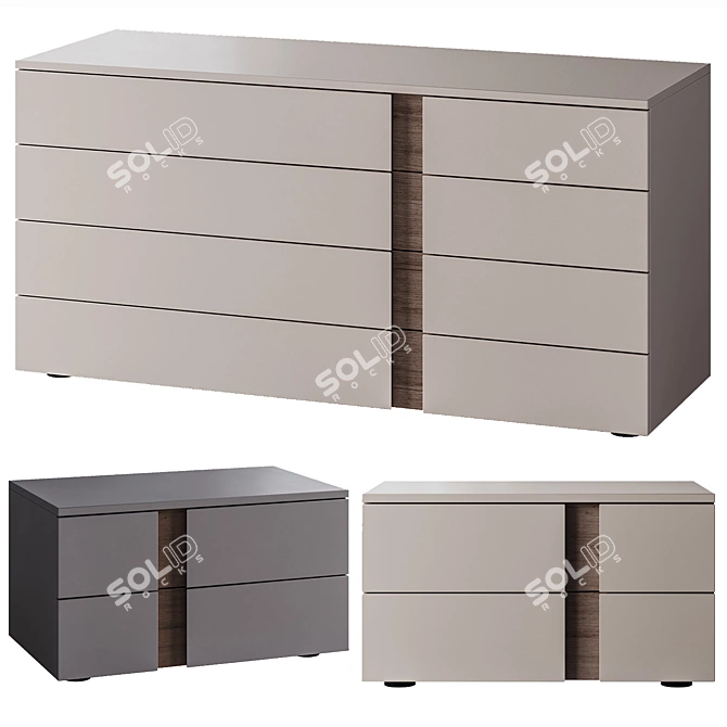 Modern Park Dresser and Nightstand 3D model image 1