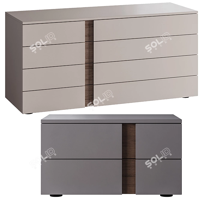 Modern Park Dresser and Nightstand 3D model image 4