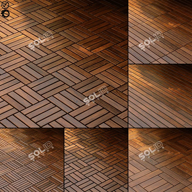  PBR Wood Parquet Texture Pack 3D model image 1