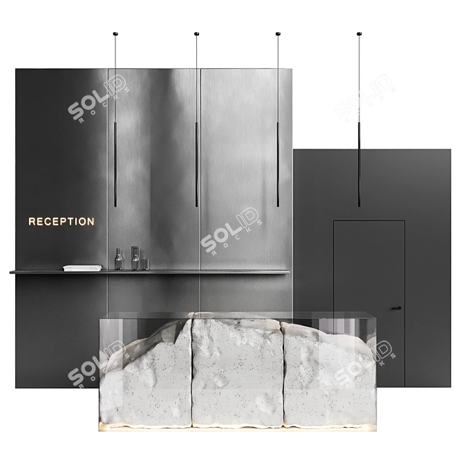 Modern Stone Reception Desk	Set 3D model image 1