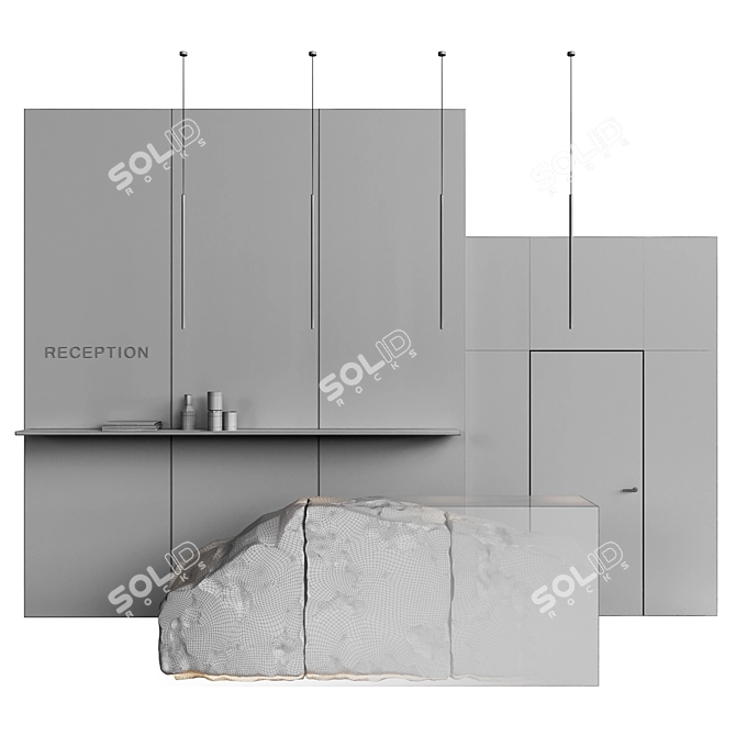 Modern Stone Reception Desk	Set 3D model image 4