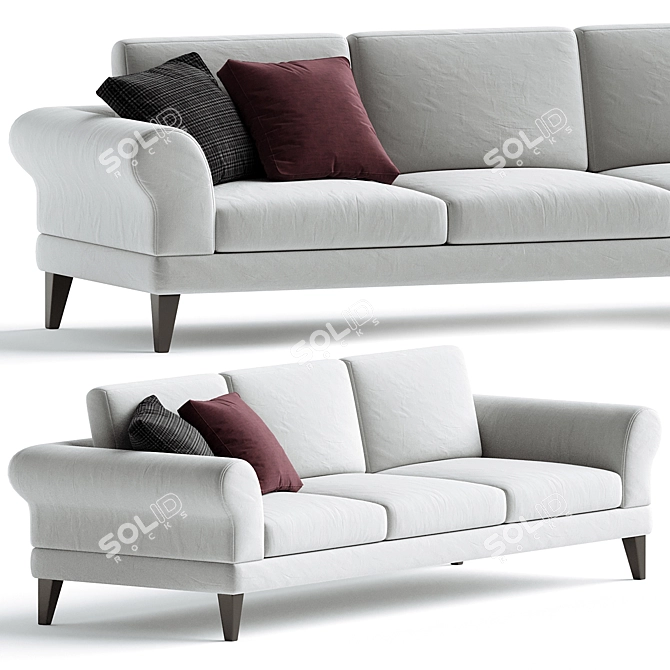 Elegant SONATA 3 Seater Sofa 3D model image 1