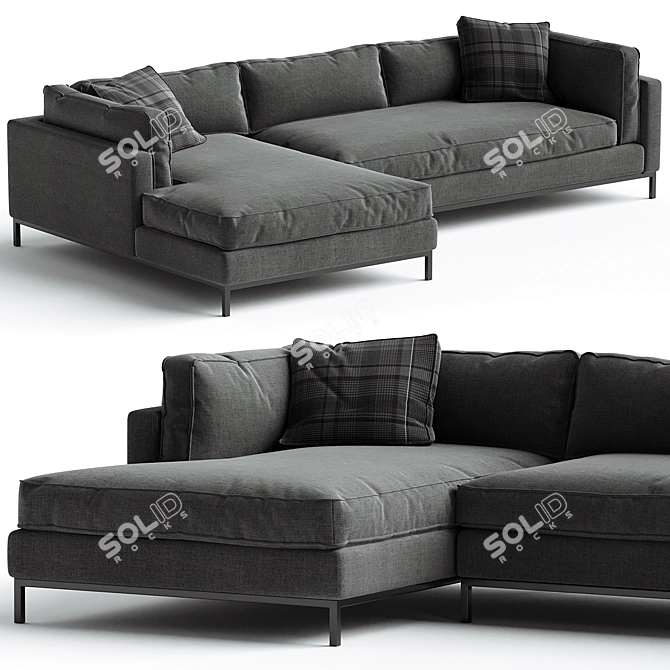 Sleek Bennett Moon Sectional Sofa 3D model image 1