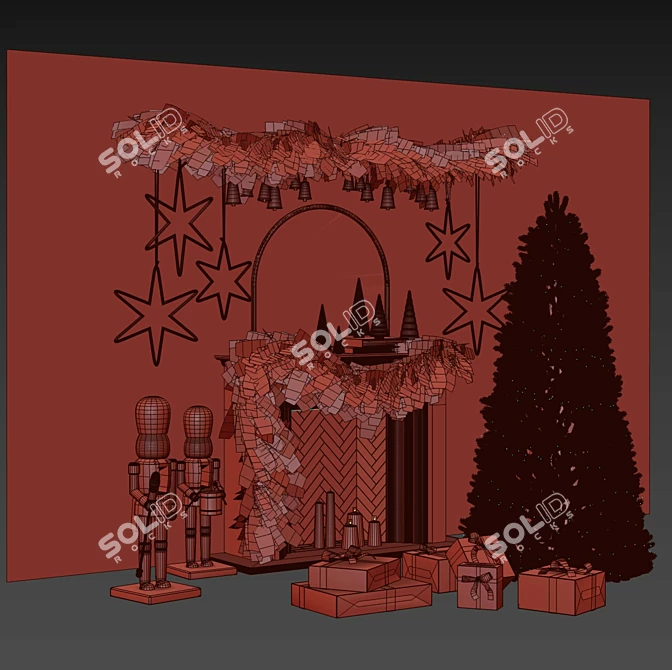 Seasonal Christmas Tree Decoration Set 3D model image 5