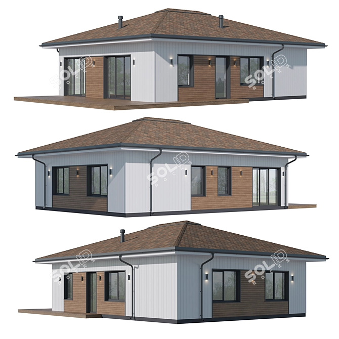 Modern Terrace House Kit 3D model image 1