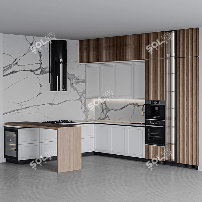 Adjustable Modern Kitchen Unit 3D model image 3