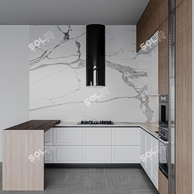 Adjustable Modern Kitchen Unit 3D model image 4