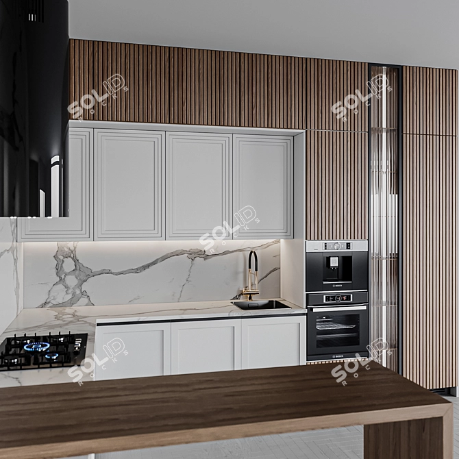 Adjustable Modern Kitchen Unit 3D model image 8