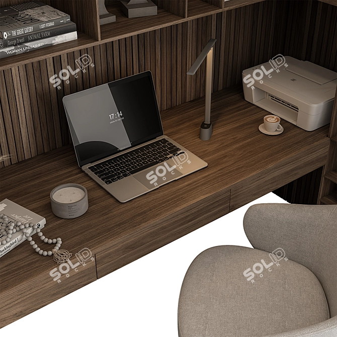 Modern Home Office Desk Set 3D model image 2