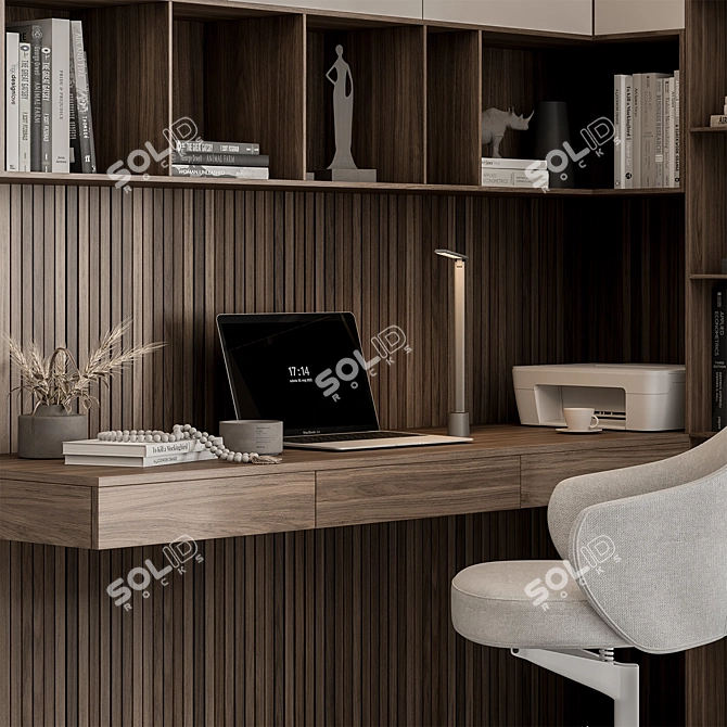 Modern Home Office Desk Set 3D model image 3