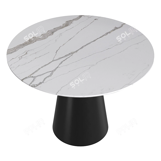 Modern Graphite and Marble Dining Table 3D model image 2