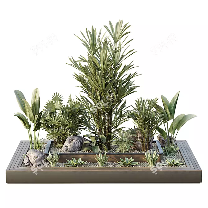 Outdoor Tree and Bush Garden Box 3D model image 1