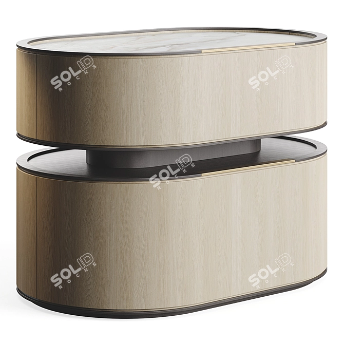 Luxury Fjord Veneer Bedside Table 3D model image 1