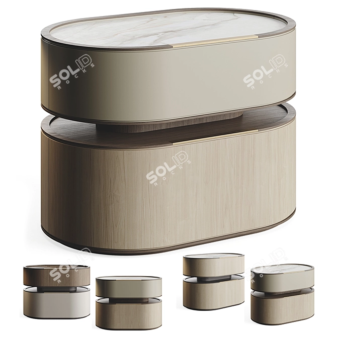 Luxury Fjord Veneer Bedside Table 3D model image 9