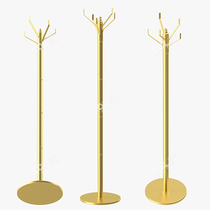 Gilded Coat Rack with Textures 3D model image 4