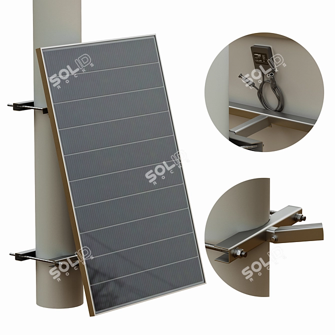 Solar Panel on Pole 3D model image 1