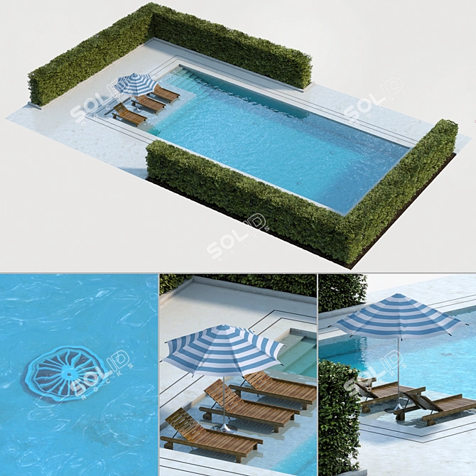 Luxury Poolside Oasis Render 3D model image 1