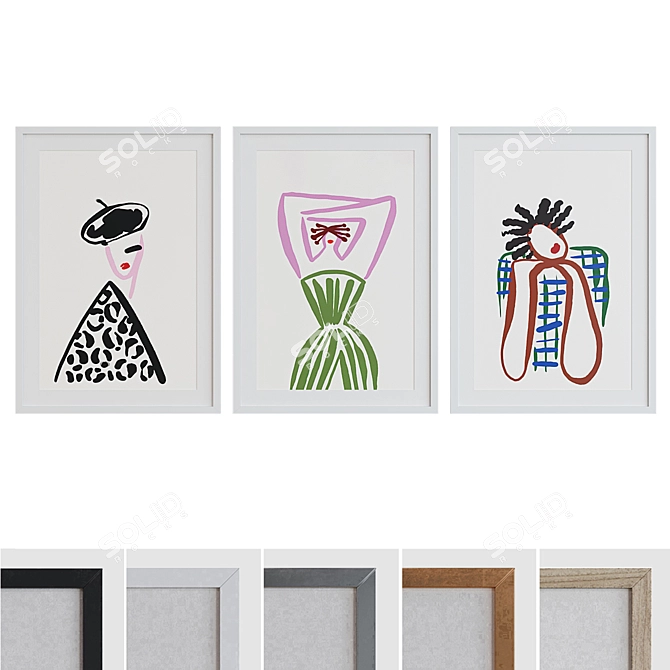 Modern Abstract Women Picture Frame Set 3D model image 1