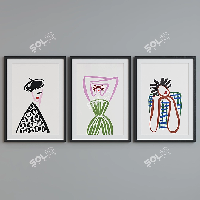 Modern Abstract Women Picture Frame Set 3D model image 2