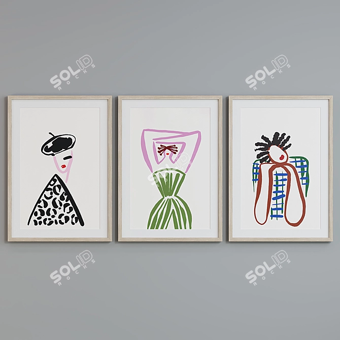 Modern Abstract Women Picture Frame Set 3D model image 3