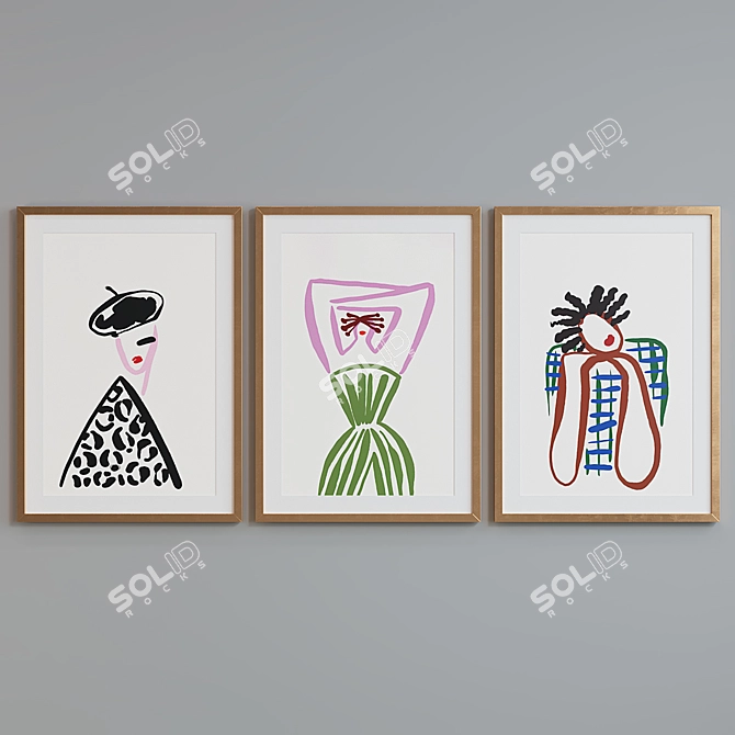 Modern Abstract Women Picture Frame Set 3D model image 4