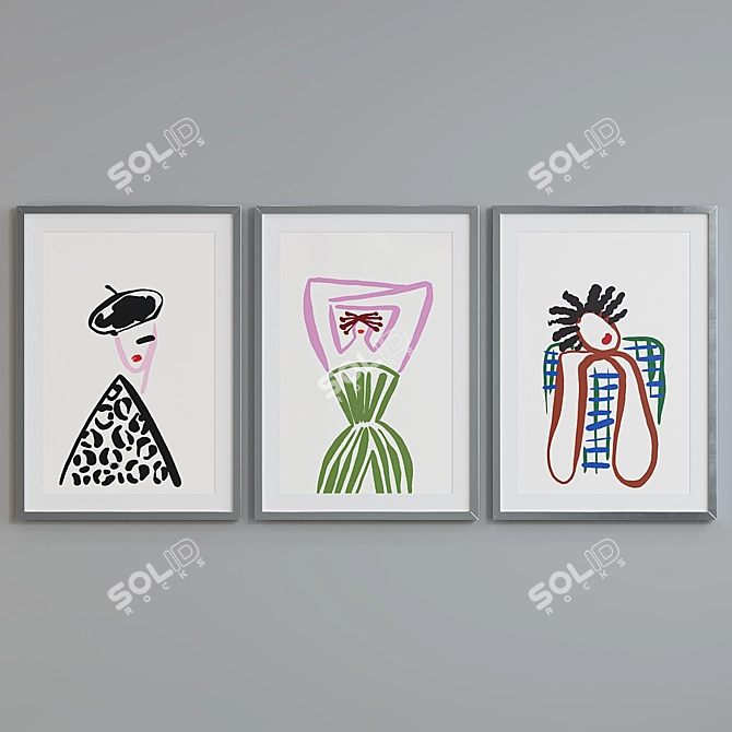 Modern Abstract Women Picture Frame Set 3D model image 5